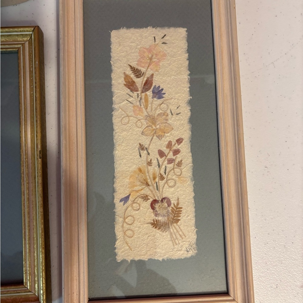 Framed Botanical Art Set with Cream and Gold Accents - Picture 3 of 11